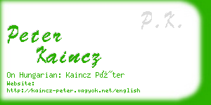 peter kaincz business card